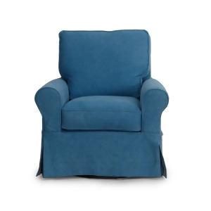 Sunset Trading Horizon Swivel Chair With Slipcover in Indigo Blue - All