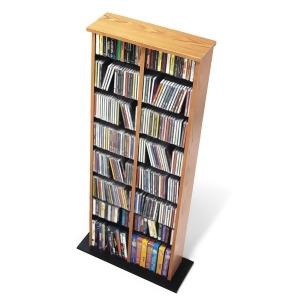Prepac Oak Double Multimedia Storage Tower Holds 320 CDs - All