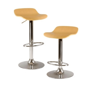 Winsome Wood Kallie Set of 2 Air Lift Adjustable Stool w/ Cappuccino Color Wood - All
