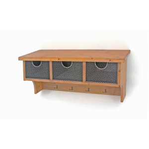 Teton Home Wood Wall Shelf With 4 Hooks Wd-037 - All