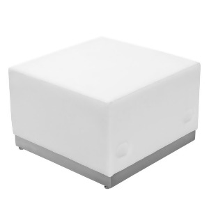 Flash Furniture Hercules Alon Series White Leather Ottoman With Brushed Stainles - All