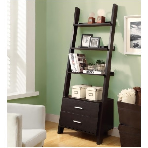 Monarch Specialties 2542 69 Inch Ladder Bookcase w/ 2 Storage Drawers in Cappucc - All