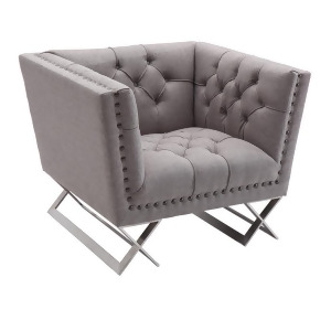 Armen Living Odyssey Sofa Chair in Brushed Steel finish with Grey Tweed upholste - All