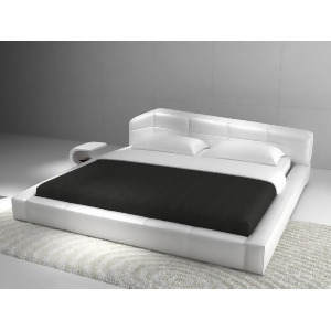 J M Furniture Dream Upholstered Platform Bed in White Leather - All