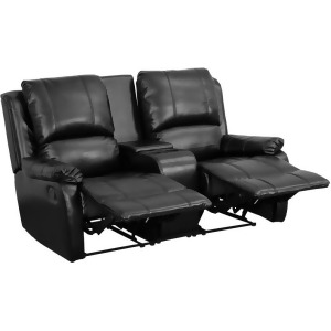 Flash Furniture Black Leather Pillowtop 2-Seat Home Theater Recliner With Storag - All