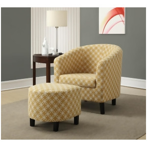 Monarch Specialties Burnt Yellow Circular Fabric Accent Chair Ottoman I 8059 - All