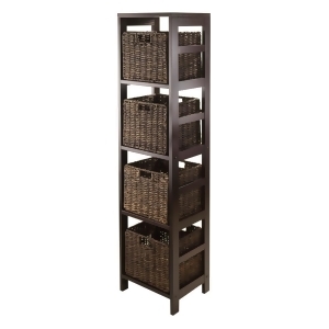 Winsome Wood Granville 5 Piece Storage Tower Shelf w/ 4 Foldable Baskets in Espr - All