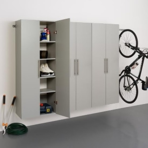 Prepac HangUps Garage 90 Inch Storage Cabinet Set D Three Piece in Gray - All