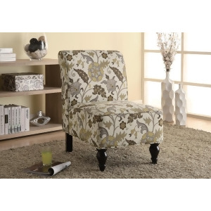 Monarch Specialties 8125 Fabric Traditional Accent Chair in Brown w/ Gold Floral - All