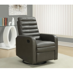 Monarch Specialties Charcoal Grey Bonded Leather Swivel Glider Recliner I 8086Gy - All