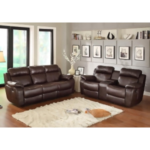Homelegance Marille 2 Piece Reclining Living Room Set in Brown Leather - All