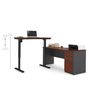 Bestar Prestige Plus L-desk Including Electric Height Adjustable Table In Bordea - All