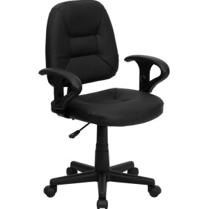 Flash Furniture Mid-Back Black Leather Ergonomic Task Chair w/ Arms Bt-682-bk- - All