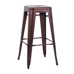 Chintaly Galvanized Steel Bar Stool In Red Copper Set of 4 - All