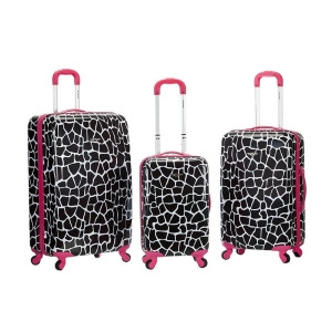 Rockland Pink Giraffe 3 Piece Safari Polycarbonate/abs Upright Set - All