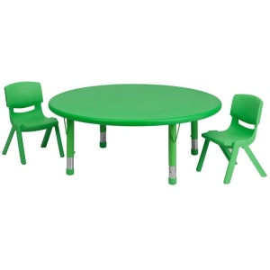 Flash Furniture 45 Inch Round Adjustable Green Plastic Activity Table Set w/ 2 S - All
