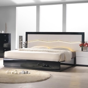 J M Furniture Turin Platform Bed in Light Grey Black Lacquer - All