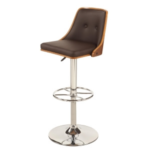 Chintaly 1353 Upholstered Back Pneumatic Stool In Brown - All