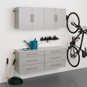 Prepac HangUps Garage 60 Inch Storage Cabinet Set F Four Piece in Gray - All