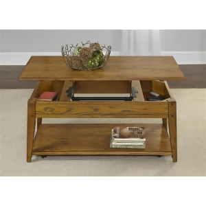 Liberty Furniture Lake House Lift Top Cocktail Table in Oak Finish - All