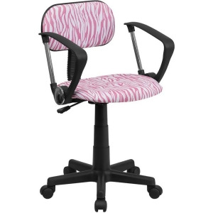 Flash Furniture Pink White Zebra Print Computer Chair w/ Arms Bt-z-pk-a-gg - All