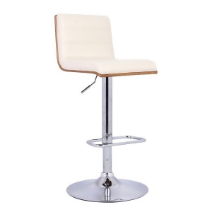 Armen Living Aubrey Barstool Chrome Base finish with Cream Pu upholstery and Wal - All