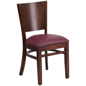 Flash Furniture Lacey Series Solid Back Walnut Wooden Restaurant Chair Burgund - All