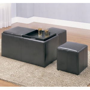 Homelegance Claire Storage Bench w/ 2 Ottomans Trays - All