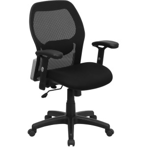 Flash Furniture Mid-Back Super Mesh Office Chair w/ Black Fabric Seat Lf-w42b- - All