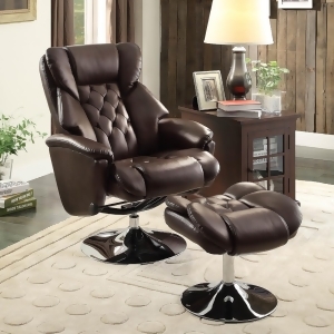Homelegance Aleron Swivel Reclining Chair w/ Ottoman in Dark Brown Leather - All