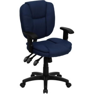 Flash Furniture Mid-Back Navy Blue Fabric Multi-Functional Ergonomic Task Chair - All