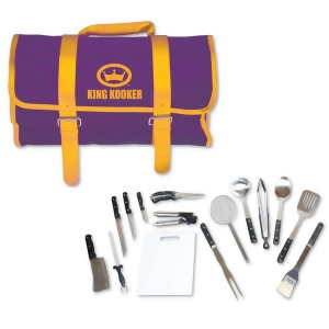 King Kooker 16 Piece Tailgating Utensil Set with Purple Gold Carrying Case - All