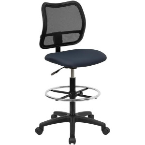 Flash Furniture Mid-Back Mesh Drafting Stool w/ Navy Blue Fabric Seat Wl-a277- - All