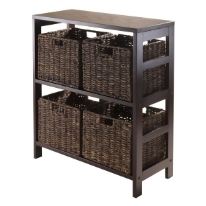Winsome Wood Granville 5 Piece Storage Shelf w/ 4 Foldable Baskets in Espresso - All