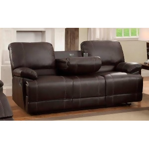 Homelegance Cassville Sofa Double Recliner With Drop-Down Cup Holder In Dark Br - All