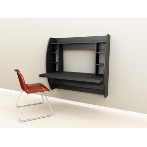 Prepac Tall Wall Hanging Desk with Storage in Black - All
