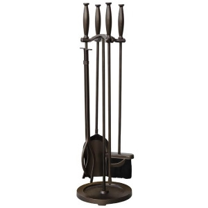 Uniflame F-1665 5 Piece Bronze Fireset with Cylinder Handles - All
