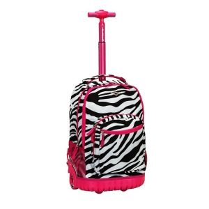 Rockland Pink Zebra 19 Rolling Backpack - All