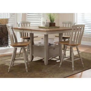 Liberty Furniture Al Fresco 5 Piece Gathering Table Set in Driftwood Taupe Fin - All