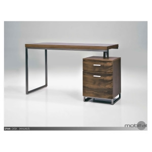 Mobital Span Desk 47 With File Cabinet In Natural Walnut - All
