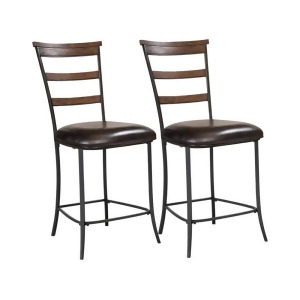 Hillsdale Cameron Ladder Back Non-Swivel Stool Set of 2 in Chestnut Brown - All