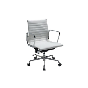 Manhattan Comfort Ellwood Mid-Back Adjustable Office Chair in White - All
