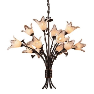 Elk Lighting 7959/8 4 12 Light Chandelier in Aged Bronze Hand Blown Tulip Glas - All