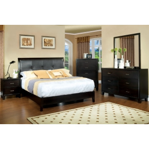 Furniture of America Faux Leather Tufted Bed In Espresso - All