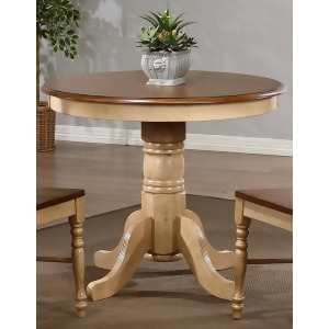 Sunset Trading Brookpond Round Pedestal Table in Wheat with Pecan Top - All