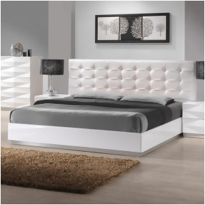 J M Furniture Verona Platform Bed in White Lacquer - All
