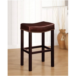 Armen Living Tudor Backless Stationary Barstool In ntique Brown Leather With Nai - All
