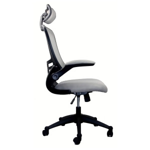 Techni Mobili Executive High Back Chair w/ Headrest in Silver Grey - All