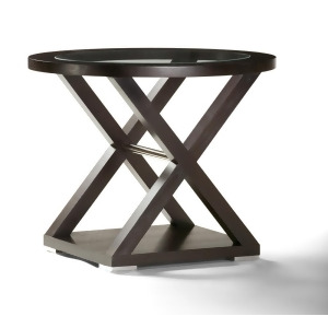 Allan Copley Designs Halifax Oval Glass Top End Table in Espresso w/ Brushed Sta - All
