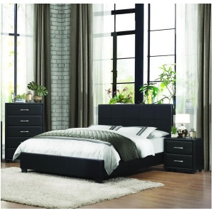 Homelegance Lorenzi 3 Piece Upholstered Platform Bedroom Set in Black Vinyl - All